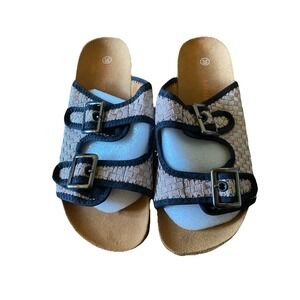 NEW Bernie Mev Woven Double Strap Slip On Sandals In Rose Gold Size 39 Sz 8